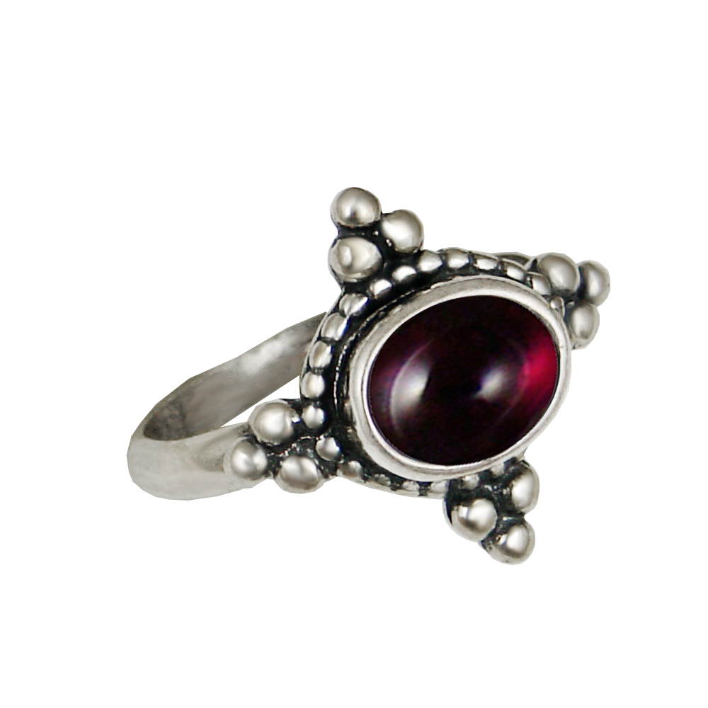 Sterling Silver Gemstone Ring With Garnet Size 8